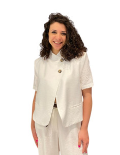 Giacca Crop Asimmetrica Bianca Donna Zahjr