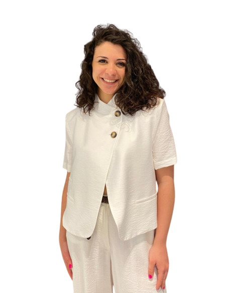 Giacca Crop Asimmetrica Bianca Donna Zahjr