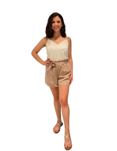 Pantaloncino paperbag con cinta