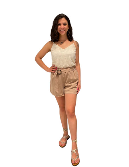 Pantaloncino paperbag con cinta