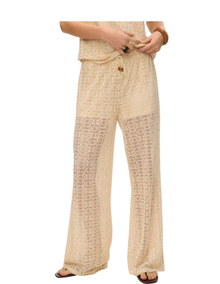 Pantalone Wide Effetto Crochet Panna Vero Moda