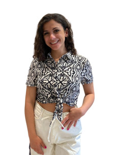 Camicia manica corta nodo fantasia etnica