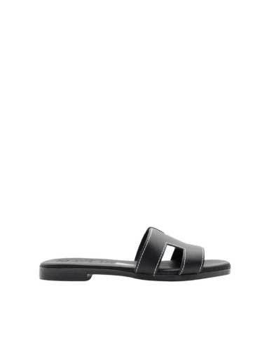 Sandali Ciabatta Donna in Pelle Nera - Oh! My Sandals |
