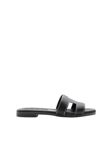 Sandali Ciabatta Donna in Pelle Nera - Oh! My Sandals |
