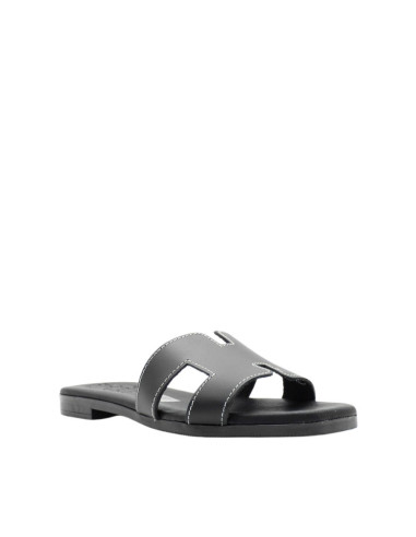 Sandali Ciabatta Donna in Pelle Nera - Oh! My Sandals |