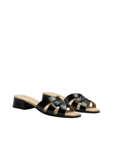 Sandalo Sabot ciabattina Donna in Pelle Verniciata Nera | Pitillos