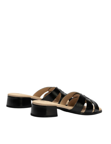 Sandalo Sabot ciabattina Donna in Pelle Verniciata Nera | Pitillos