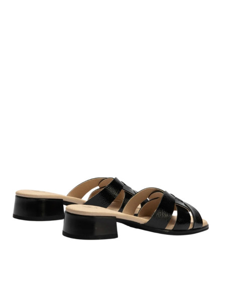 Sandalo Sabot ciabattina Donna in Pelle Verniciata Nera | Pitillos