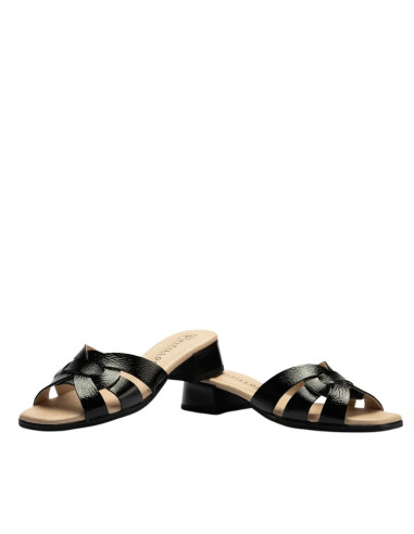 Sandalo Sabot ciabattina Donna in Pelle Verniciata Nera | Pitillos