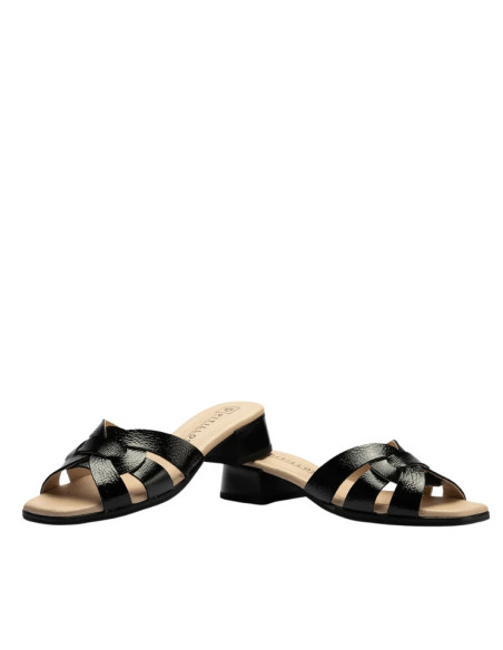 Sandalo Sabot ciabattina Donna in Pelle Verniciata Nera | Pitillos