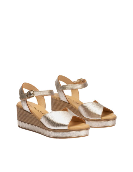 Sandalo con Zeppa Alta Donna in Pelle Oro - Modello 11280 | Pitillos