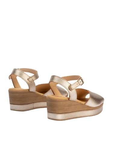 Sandalo con Zeppa Alta Donna in Pelle Oro - Modello 11280 | Pitillos