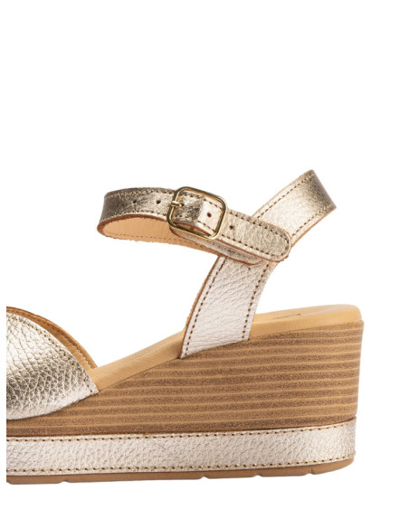 Sandalo con Zeppa Alta Donna in Pelle Oro - Modello 11280 | Pitillos
