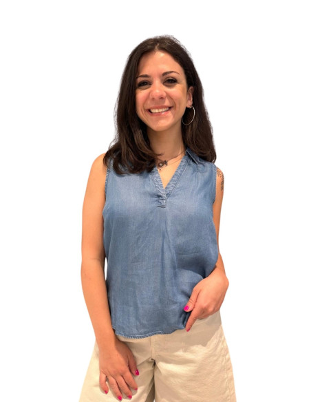 Top Smanicato in Tencel Denim Vero Moda | Glamour Shop