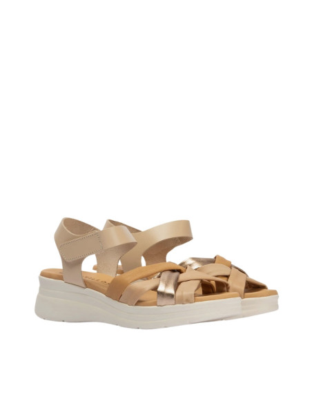 Sandali con Zeppa Crema Pitillos 11290 | Pelle Laminata