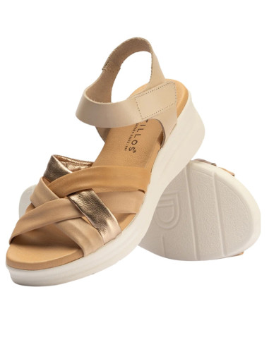 Sandali con Zeppa Crema Pitillos 11290 | Pelle Laminata