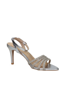 Sandalo Gioiello Platino multifasce strass con Tacco alto...