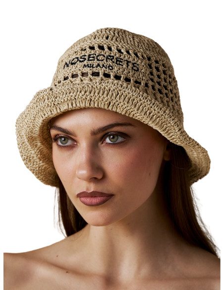 Cappello in Paglia con Logo a Tesa Larga | Estate 2026 No Secret Milano