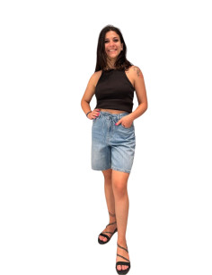 Shorts con coulisse LIGHT BLUE DENIM