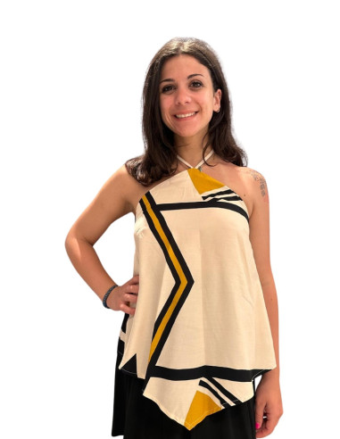 Top tri colore geometrico