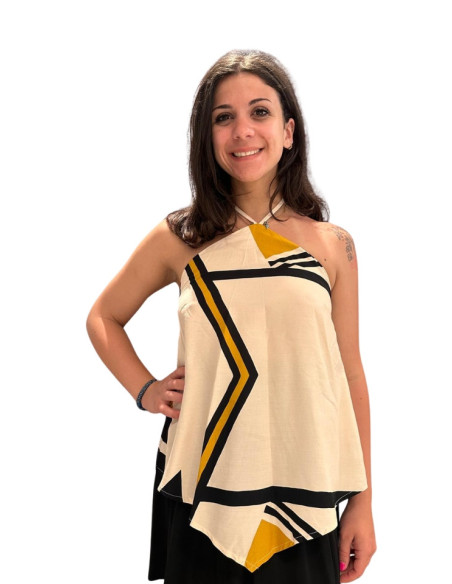 Top tri colore geometrico