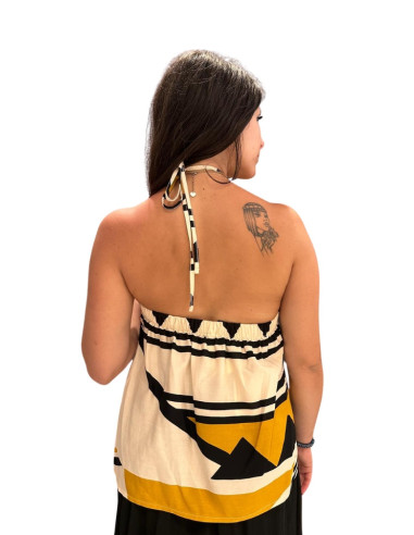 Top tri colore geometrico