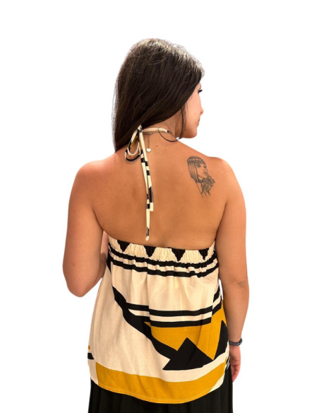 Top tri colore geometrico