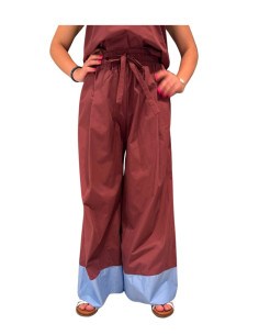 Pantalone bicolor popeline