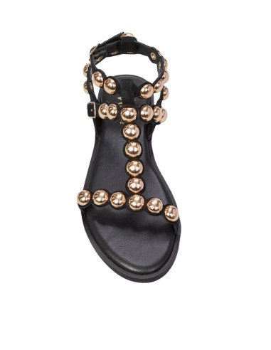 Sandalo Basso in Camoscio Nero con Borchie Oro Ovyè | Glamour Shop online