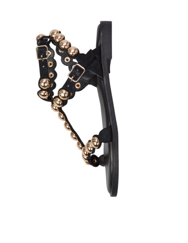 Sandalo Basso in Camoscio Nero con Borchie Oro Ovyè | Glamour Shop online
