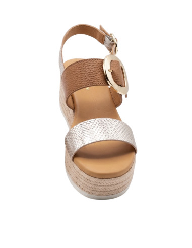 Sandali Zeppa Oh My Sandals OMS6024 Cuoio Platino | Glamour Shop online