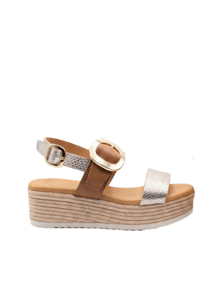 Sandali Zeppa Oh My Sandals OMS6024 Cuoio Platino | Glamour Shop online