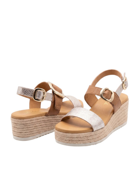 Sandali Zeppa Oh My Sandals OMS6024 Cuoio Platino | Glamour Shop online