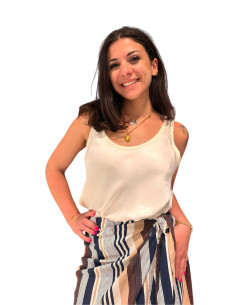 Top satin spalla larga LATTE