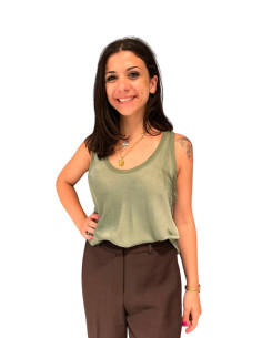 Top Satin Spalla Larga Militare Motel | Glamour Shop