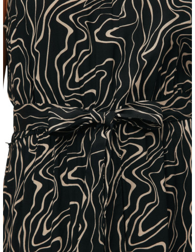 Abito Lungo Americano Fantasia Nero e Beige Vero Moda