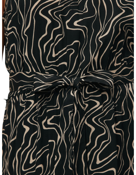 Abito Lungo Americano Fantasia Nero e Beige Vero Moda