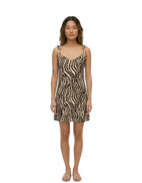 Abito Corto Animalier Vero Moda con Spalline da Annodare