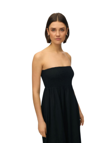 Vestito Lungo Arricciato Nero Vero Moda AWALISA | Glamour shop online