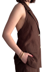 Gilet Lungo Scollo Halter Testa di Moro - Zahjr