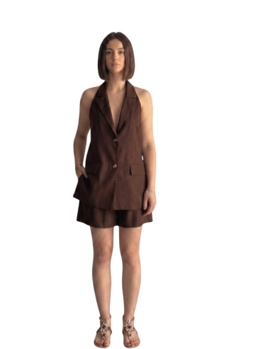 Gilet Blazer Lungo Testa di Moro Zahjr Scollo Halter