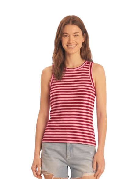 Canotta costine righe ROSA/ROSSO