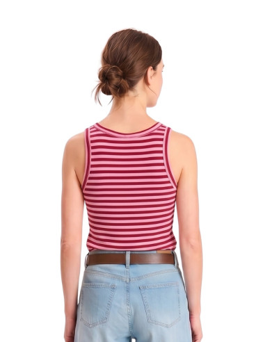 Canotta costine righe ROSA/ROSSO