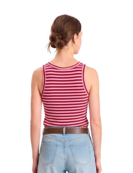Canotta costine righe ROSA/ROSSO