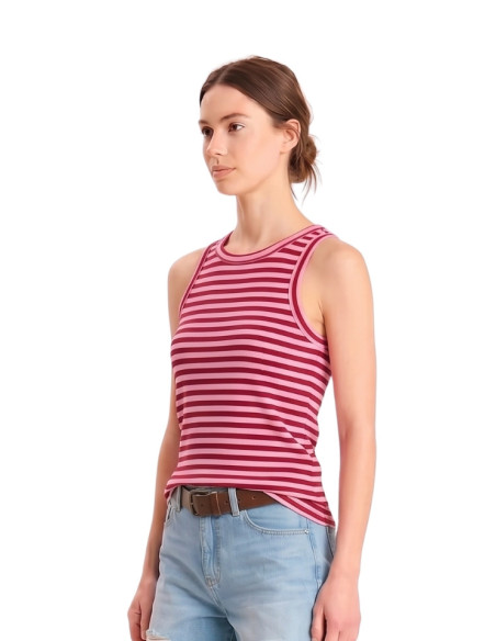Canotta costine righe ROSA/ROSSO