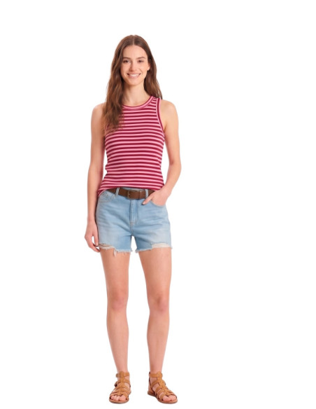 Canotta costine righe ROSA/ROSSO