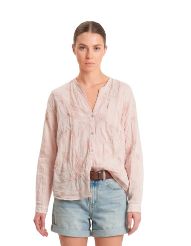 Camicia misto seta ricami ROSA