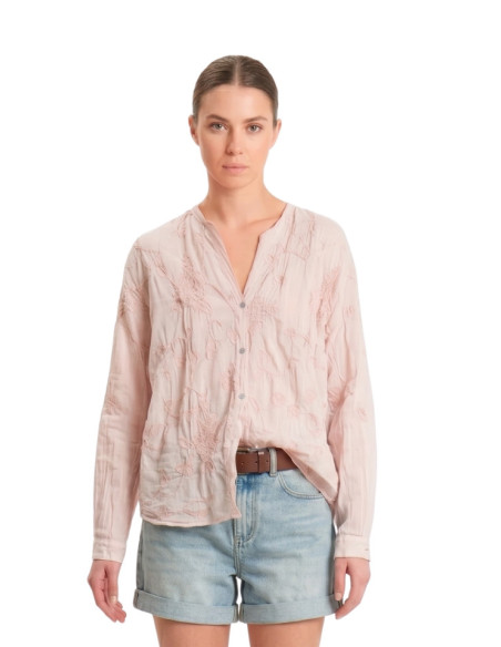 Camicia misto seta ricami ROSA