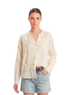 Camicia misto seta ricami LATTE