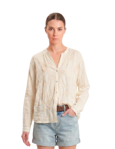 Camicia misto seta ricami LATTE
